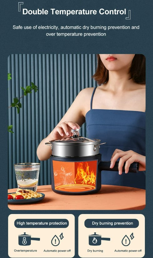 Multi Function Non-Stick Electric Hot Pot 1.8L Large Capacity - Smart Green Double_3
