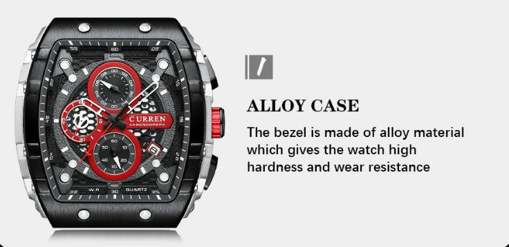 CURREN 8442 Men's Waterproof Six Needle Quartz Multifunctional Watch Men's Watch - Black_3