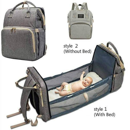 Portable Folding Crib Mommy Bag Bed Backpack - Pink_0